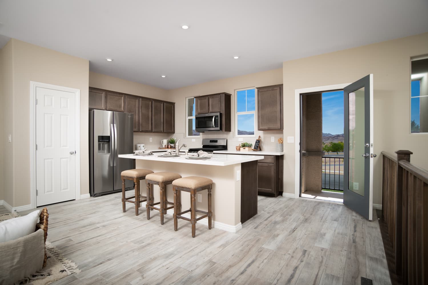 kitchen with dark cabinets and island