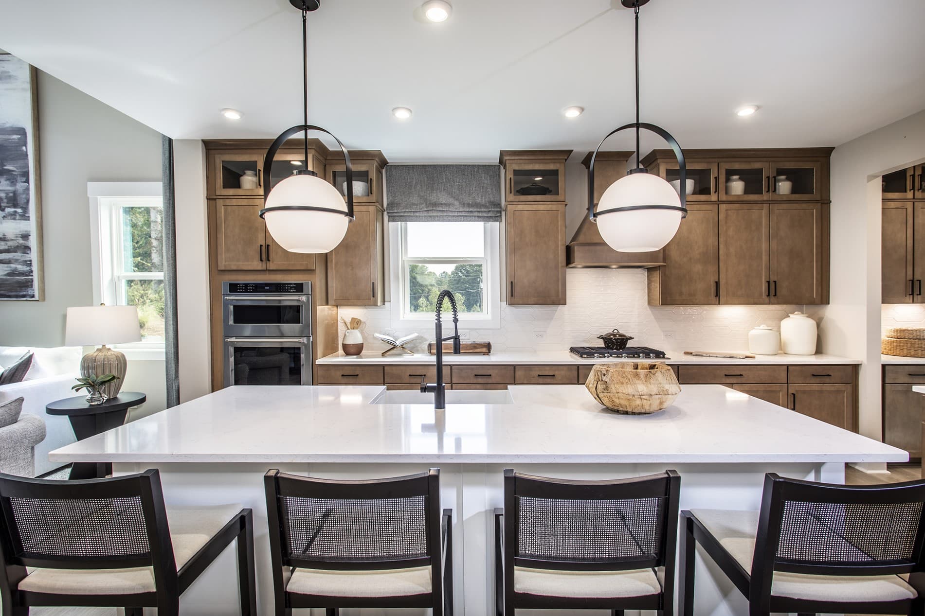 kitchen with center island and wood-finish cabinets